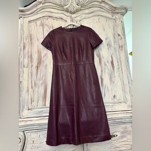 Ann Taylor Rich Burgundy Faux Leather Midi Dress ❤️😎
